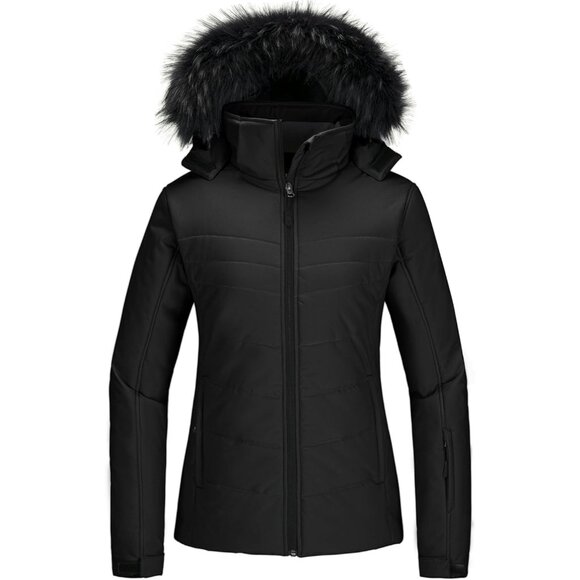 Jackets & Blazers - Women's Black Waterproof Ski Winter Warm Puffer Thick Hooded Winter Jacket